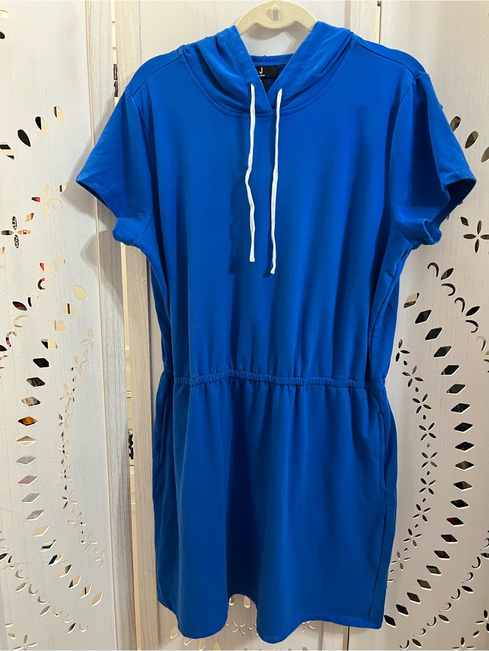 Jason Wu Colbalt Blue Hooded Cotton Terrycloth One-Piece Dress / Beach Cover-up